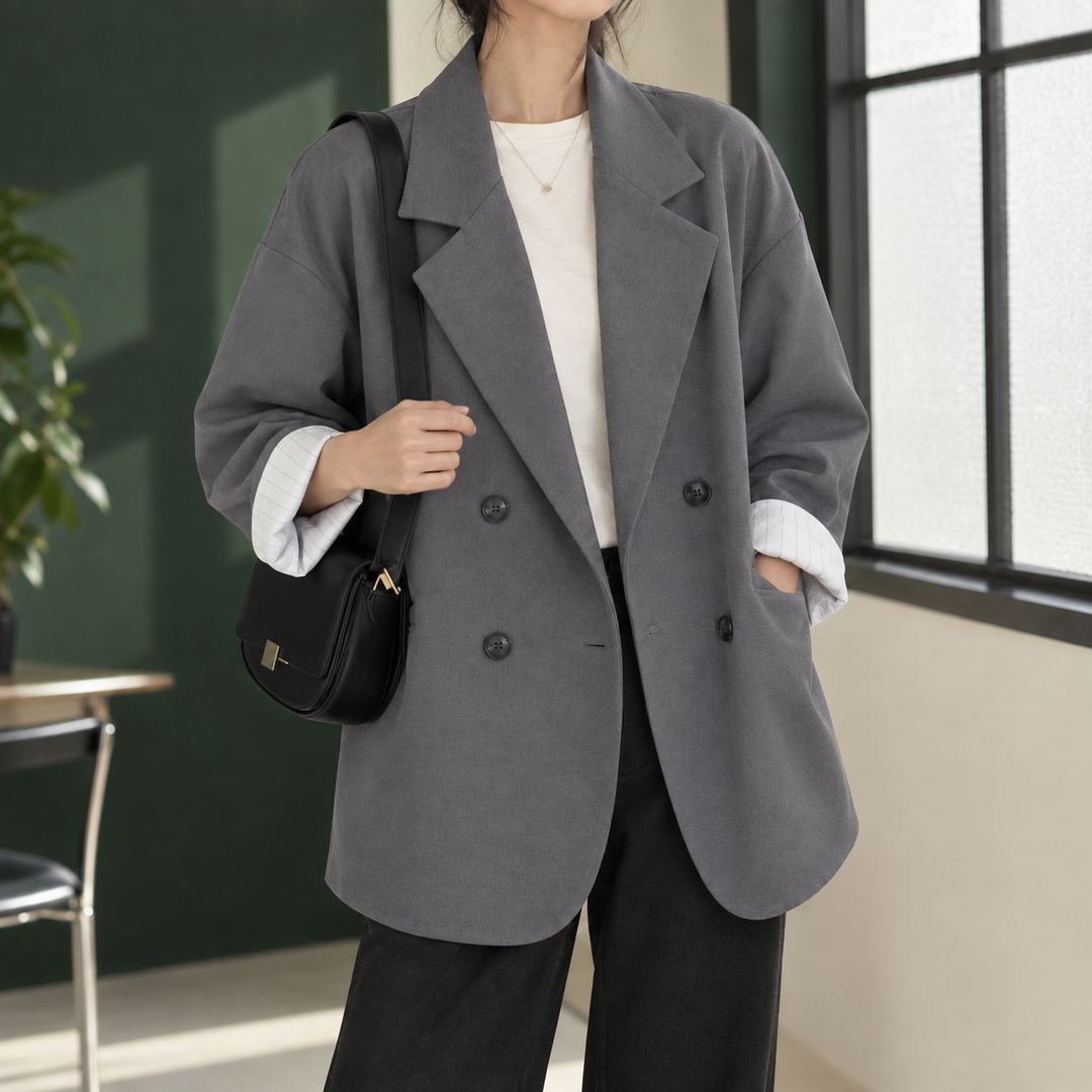 Cromarty women's oversized blazer in Grey – front view