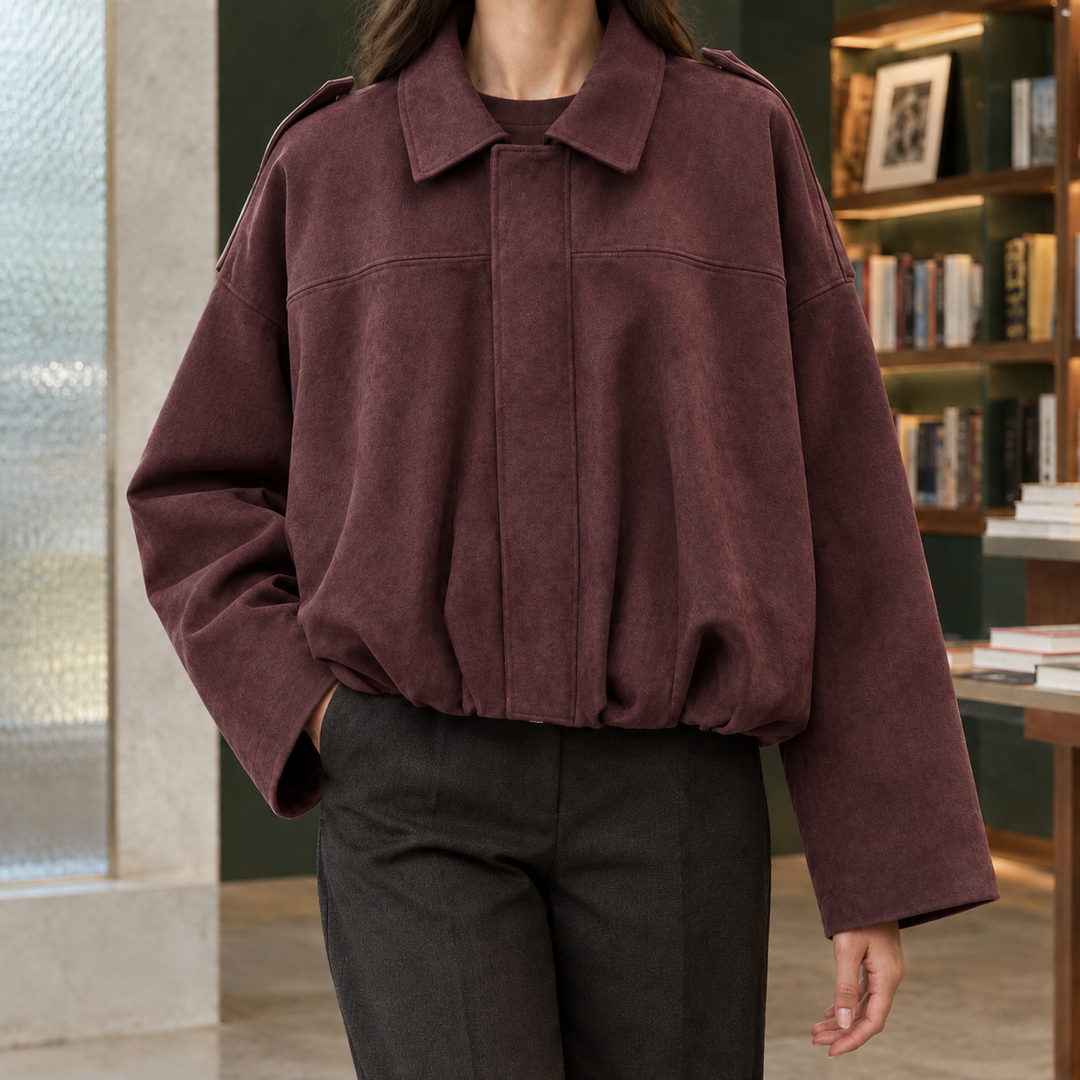 Dunkeld women's bomber jacket in Burgundy – front view