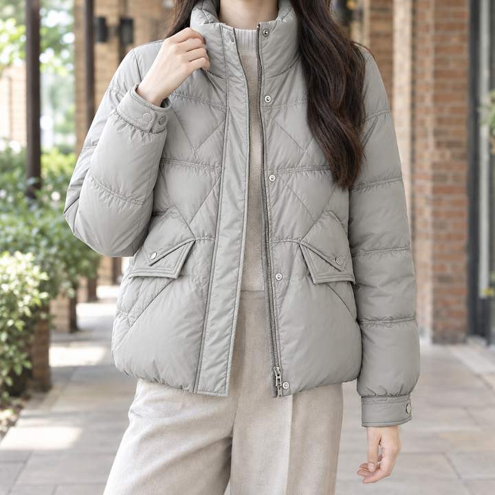 Sudbury women's quilted jacket in Pale Grey – front view