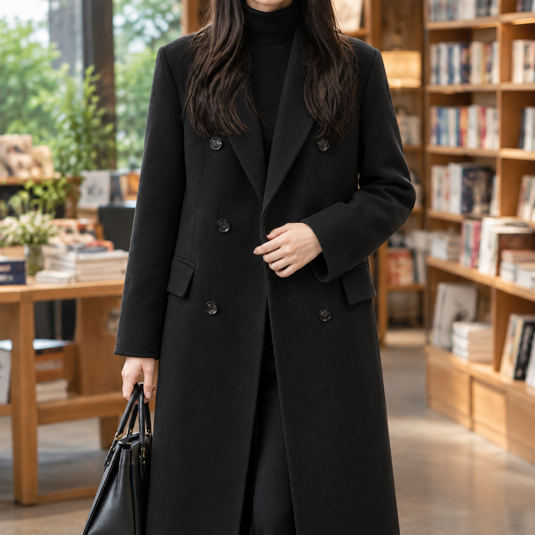 Wivenhoe women's overcoat in Black – front view