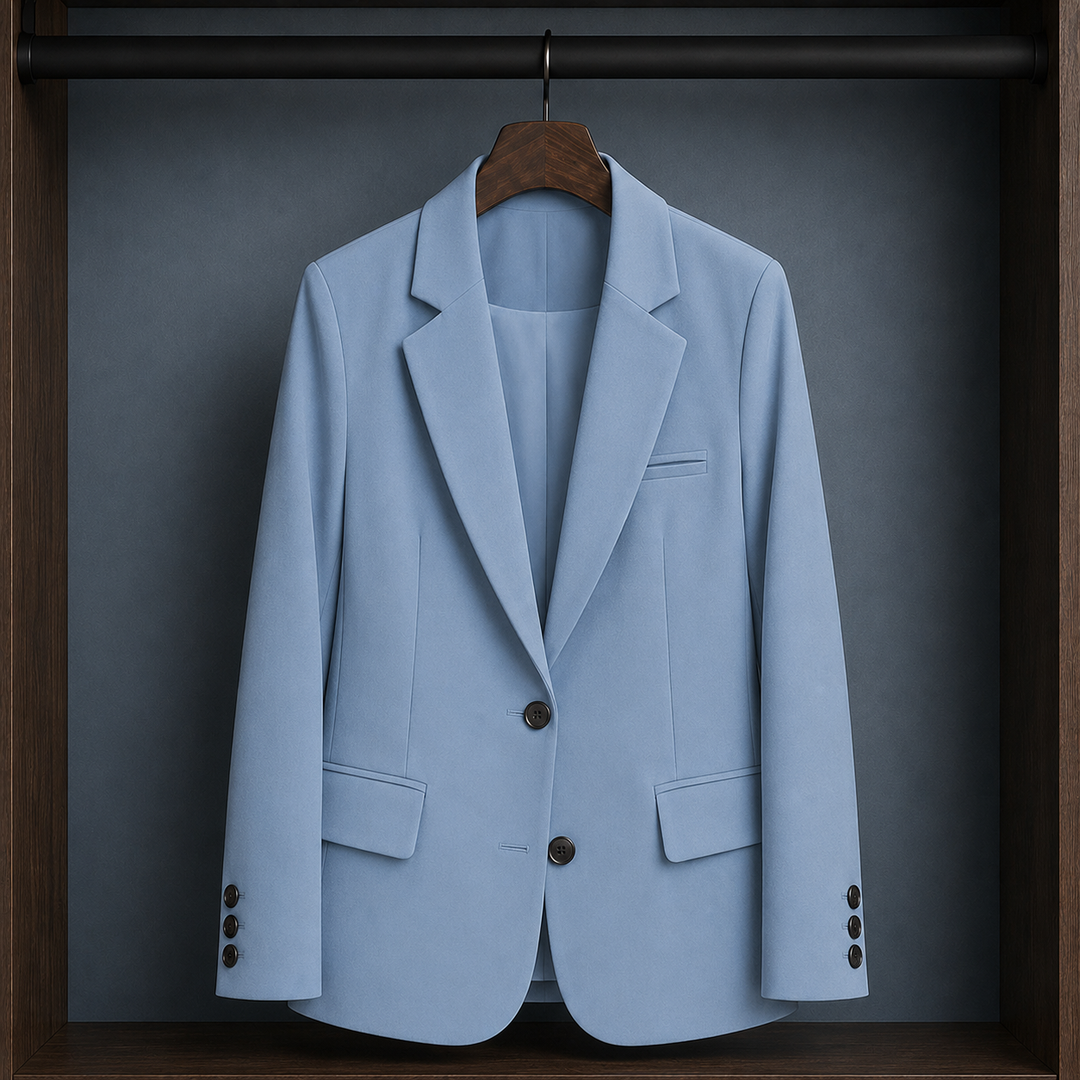 Kingsbridge women's tailored blazer in Light Blue – front view