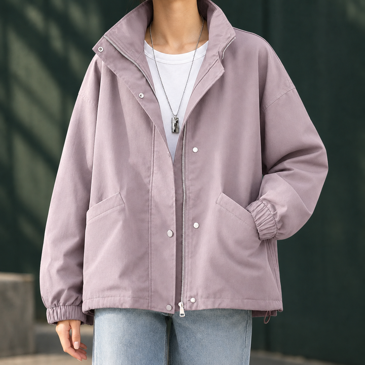 Carnoustie women's stand-collar jacket in Mauve – front view