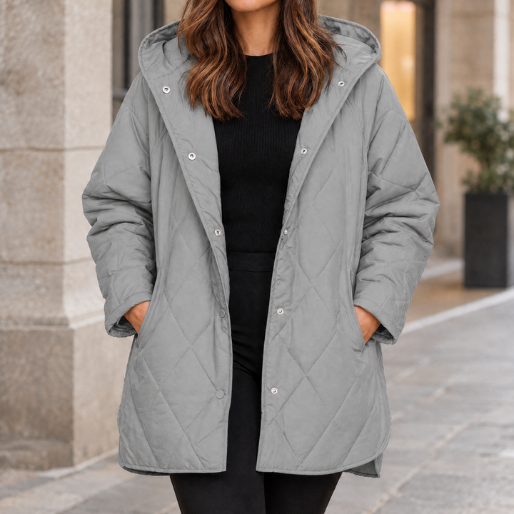 Highgate women's quilted jacket in Grey – front view