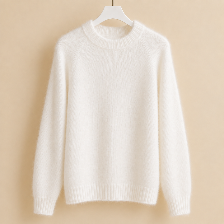 Debbie - Women's brushed knit jumper in White – front view