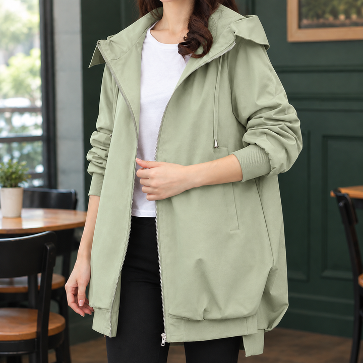 Silverdale women's hooded jacket in Sage Green – front view