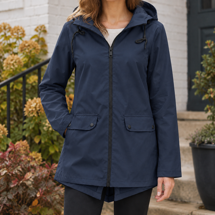 Warwick women's hooded jacket in Navy – front view