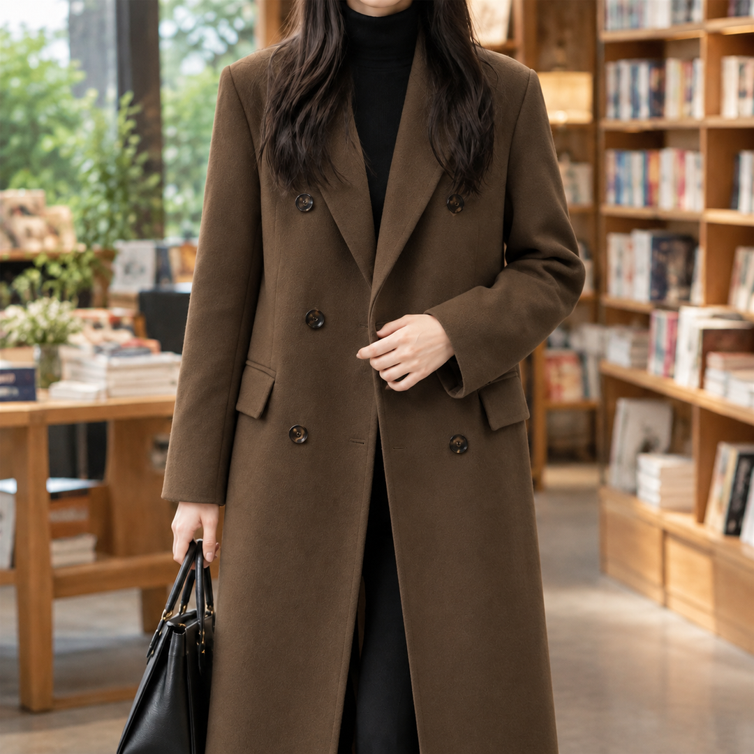 Wivenhoe women's overcoat in Brown – front view