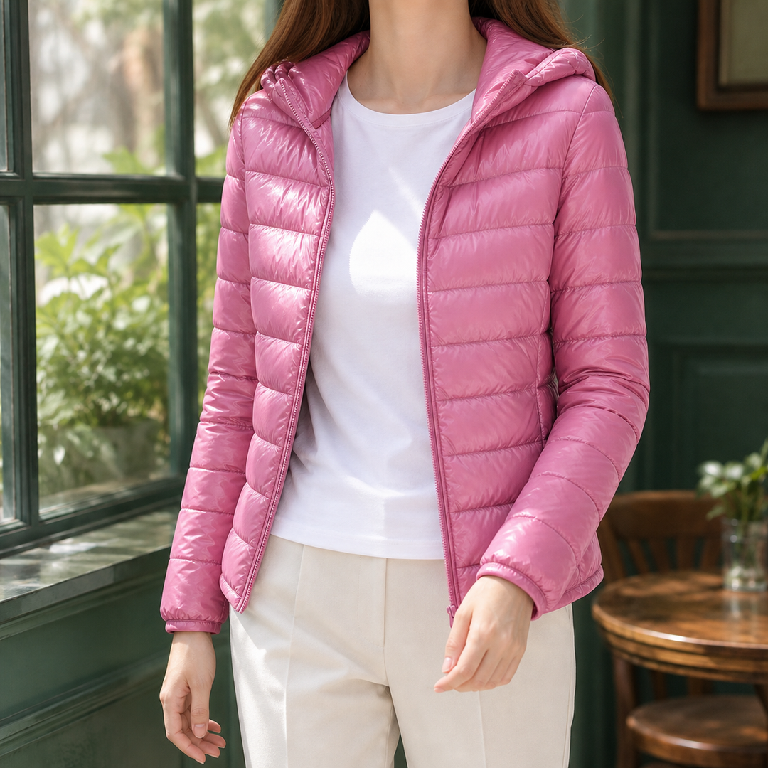 Inverness women's puffer jacket in Pink – front view