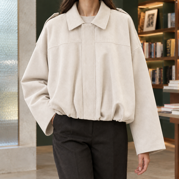 Dunkeld women's bomber jacket in Ivory – front view
