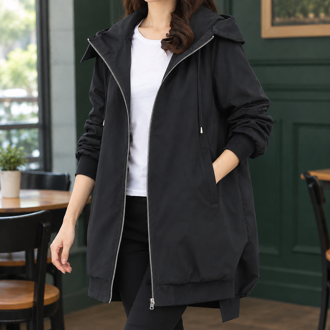 Silverdale women's hooded jacket in Black – front view
