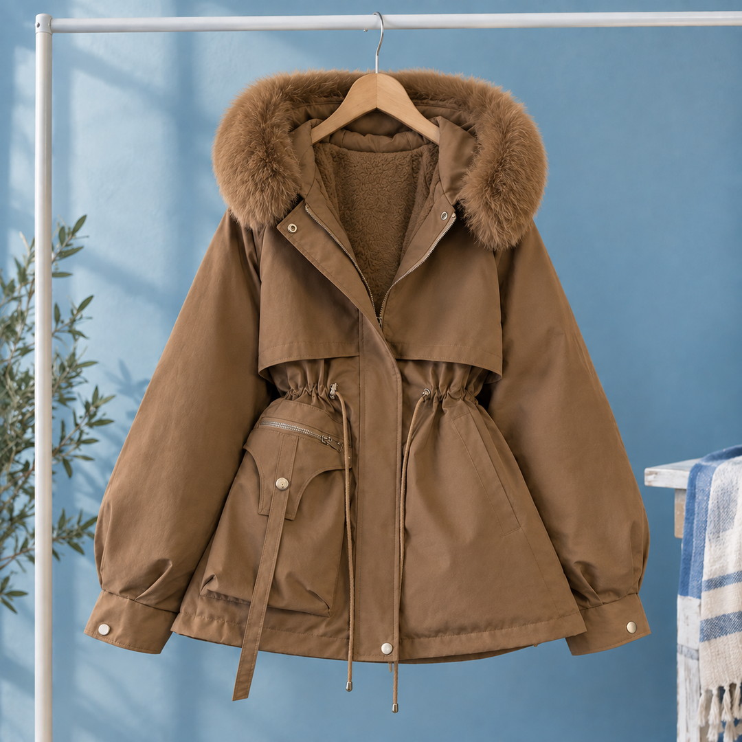 Tewkesbury women's parka in Tan – front view