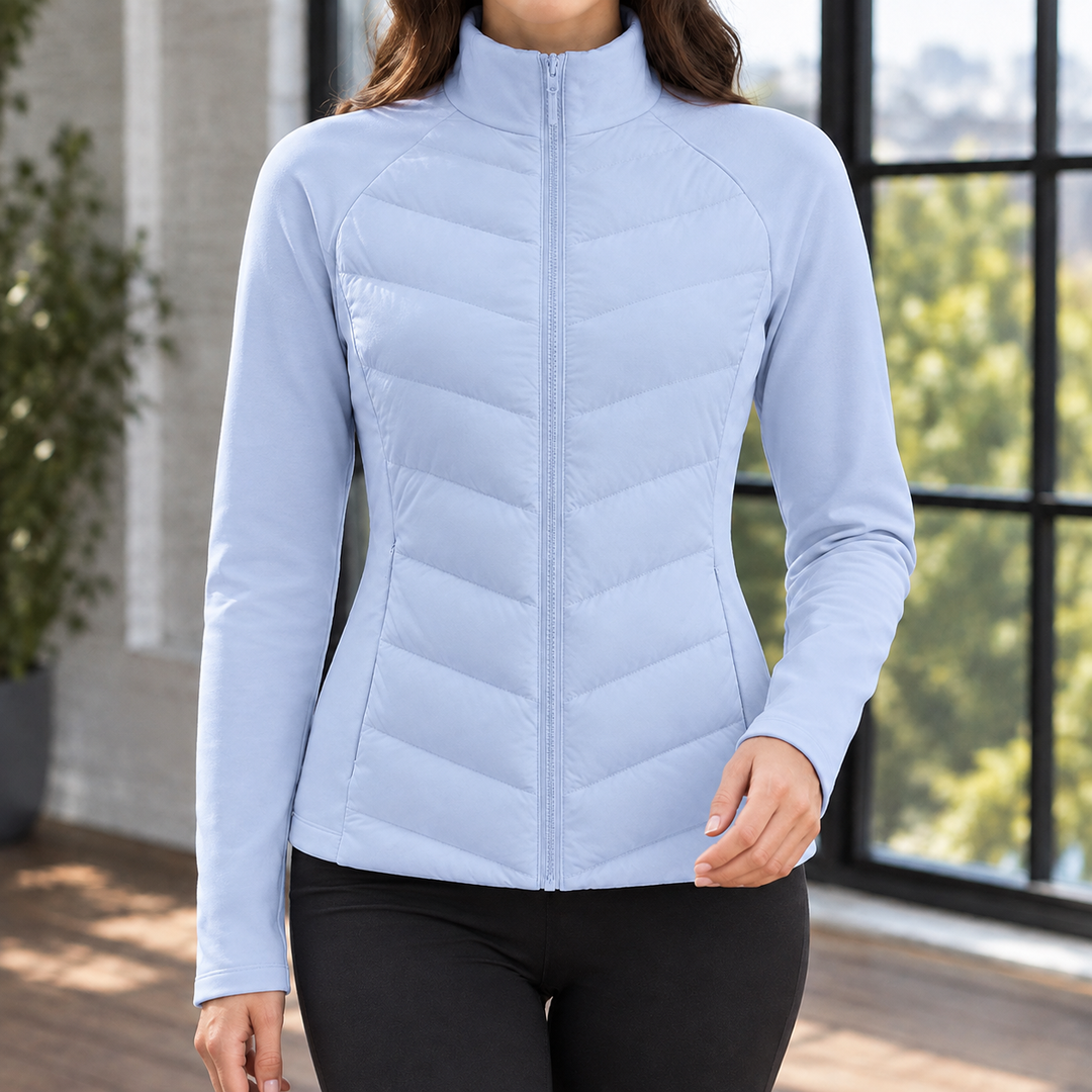 Cranbrook women's quilted jacket in Sky Blue – front view