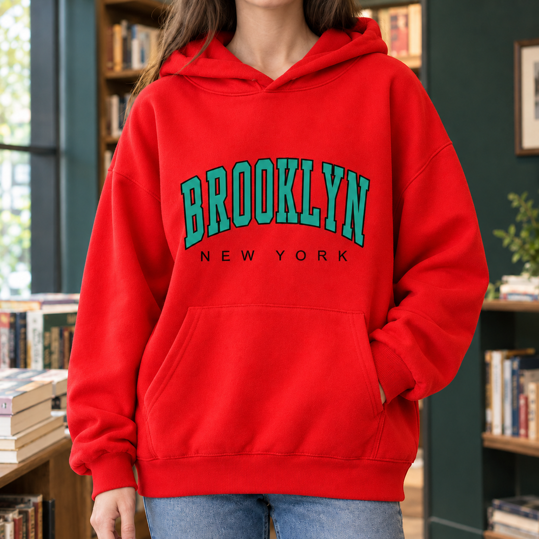Women's graphic hoodie Carwen in Red – alternate view