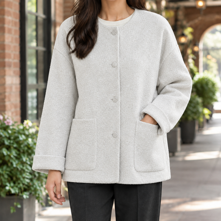 Chichester women's wool jacket in Light Grey – front view