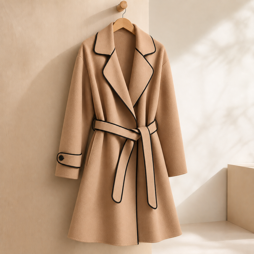 Wantage women's wrap coat in Camel – front view