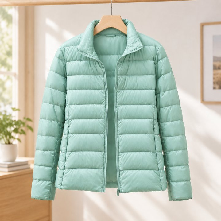 Cromer women's puffer jacket in Pale Aqua – front view