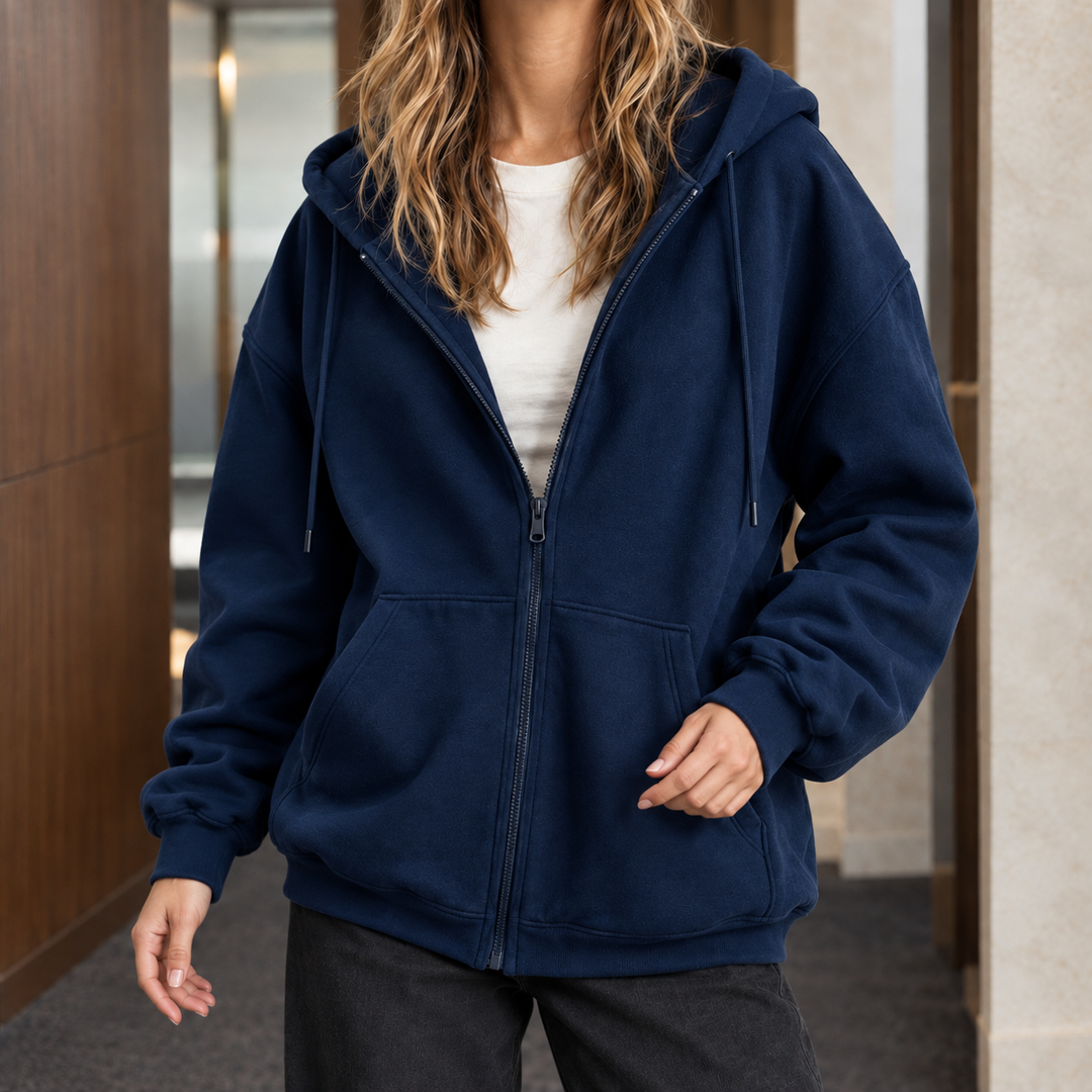 Women's zip-up hoodie Sheila in Navy – alternate view