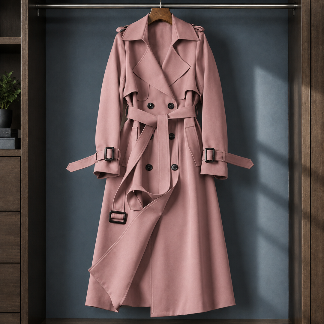 Romsey women's trench coat in Dusty Pink – front view