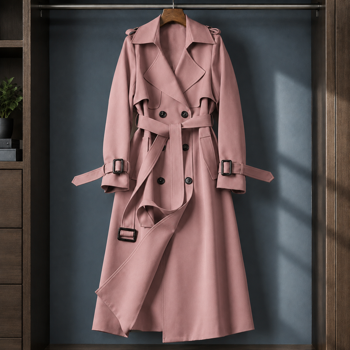 Romsey women's trench coat in Dusty Pink – front view