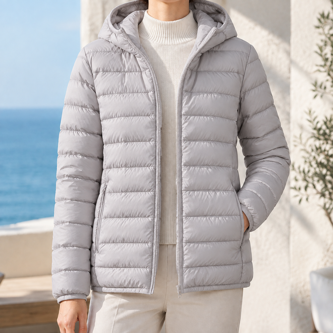 Wensley women's puffer jacket in Dove Grey – front view