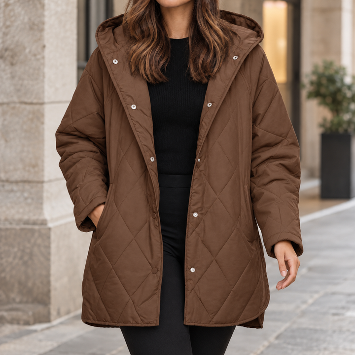Highgate women's quilted jacket in Brown – front view