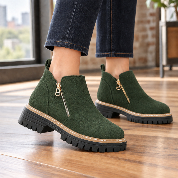 Women's Suede-Look Side-Zip Ankle Boots Zanetti – Green – side