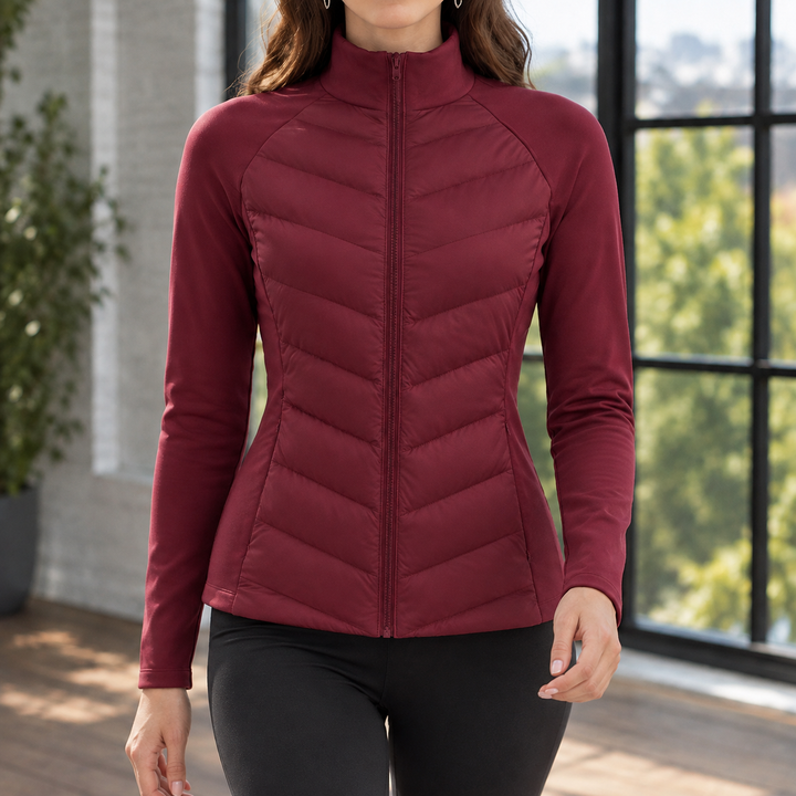Cranbrook women's quilted jacket in Burgundy – front view