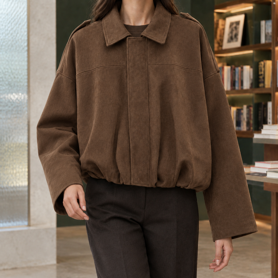 Dunkeld women's bomber jacket in Mocha – front view
