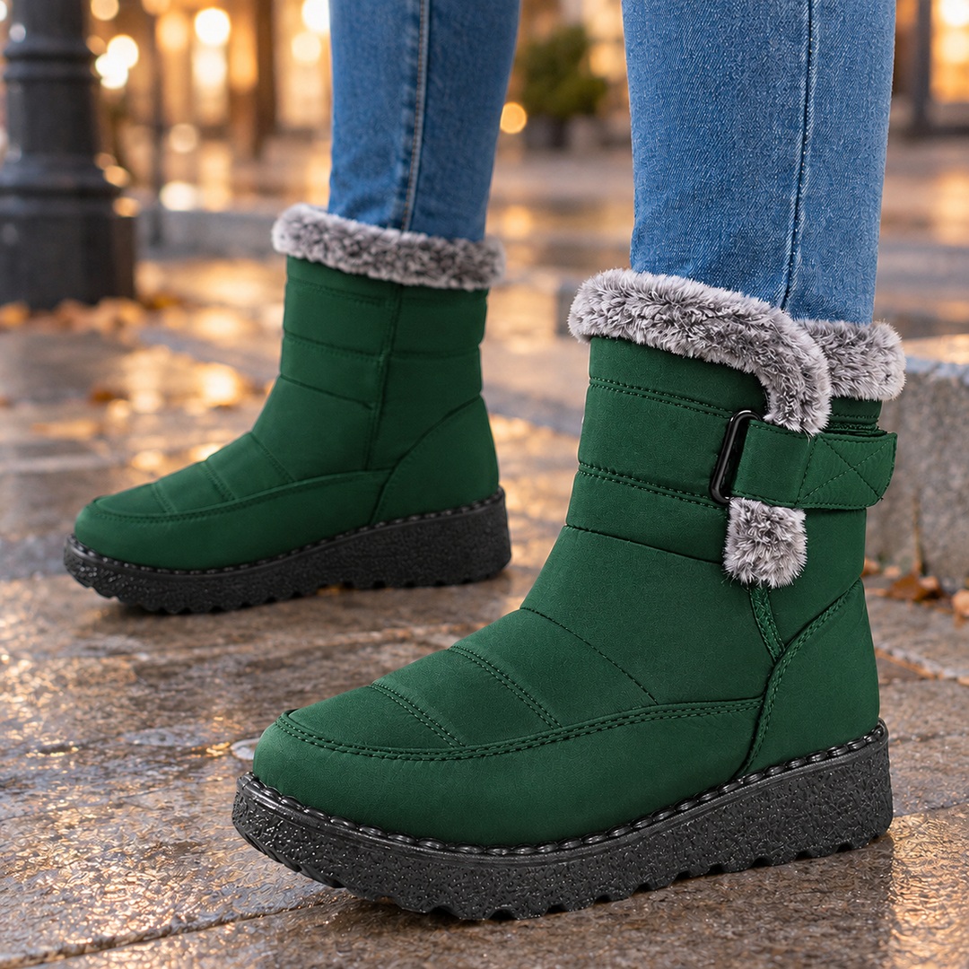 Women's Faux Fur-Trim Winter Ankle Boots Lucania – Green – side