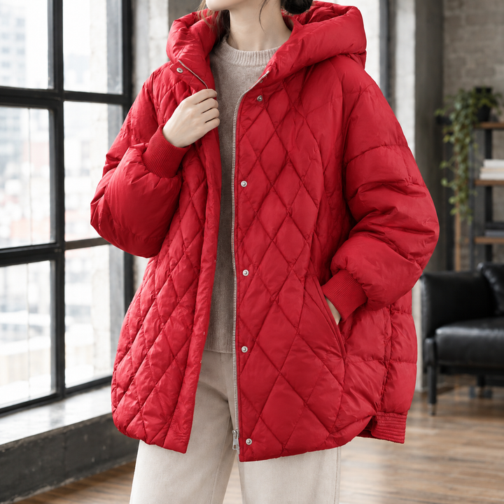 Masham women's puffer jacket in Red – front view