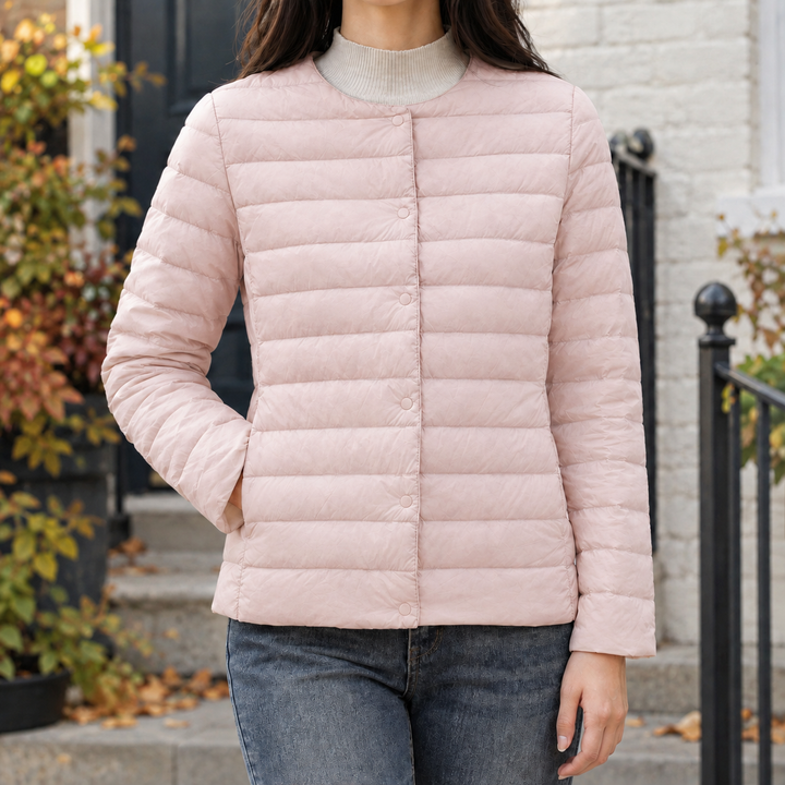 Torquay women's quilted jacket in Blush Pink – front view