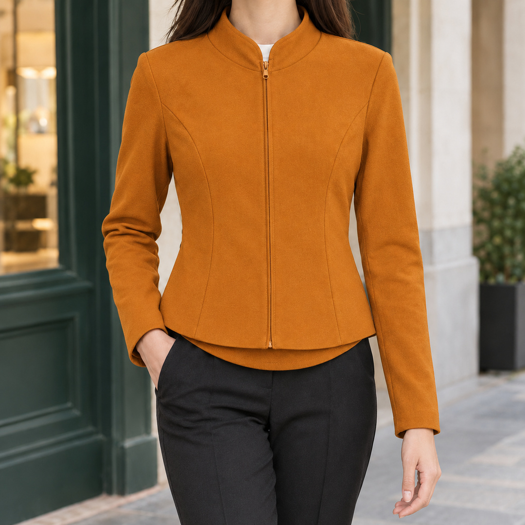 Honiton women's stand collar jacket in Orange – front view