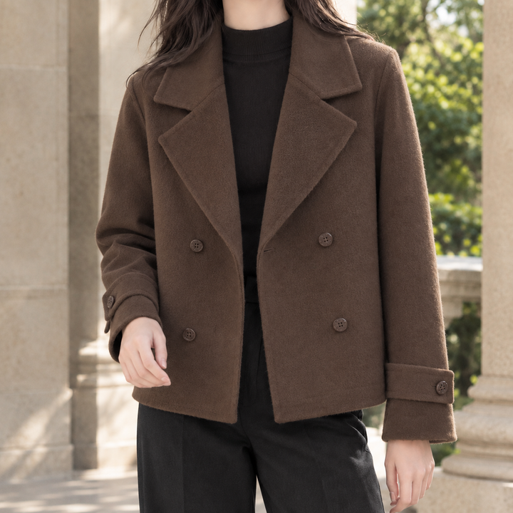 Sonning women's cropped jacket in Chocolate – front view