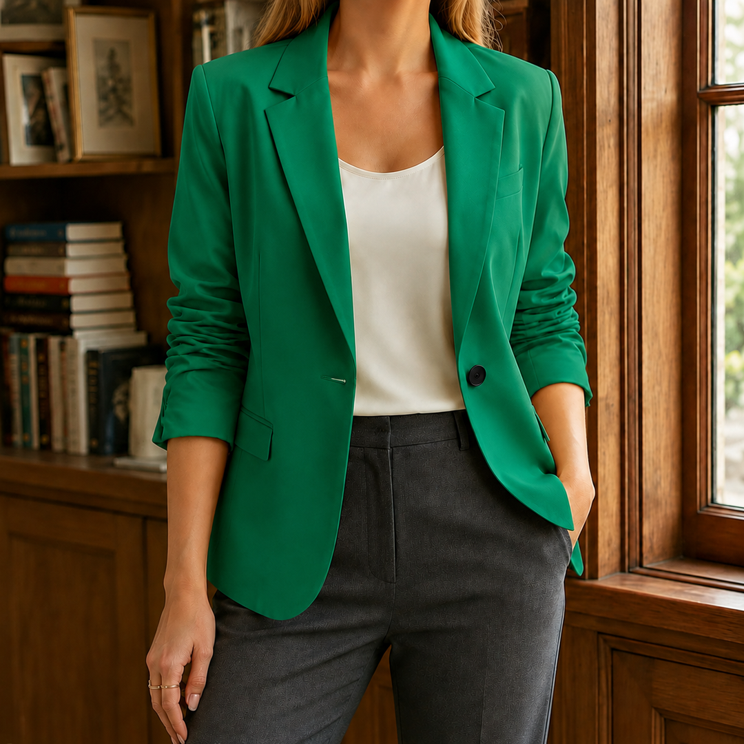 Lichfield women's tailored blazer in Emerald Green – front view