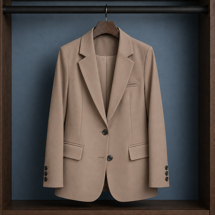 Kingsbridge women's tailored blazer in Stone – front view