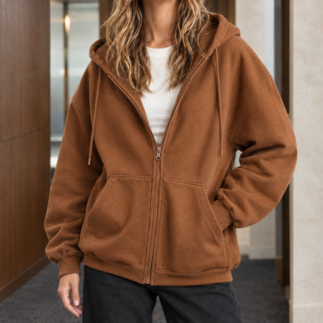 Women's zip-up hoodie Sheila in Brown – alternate view
