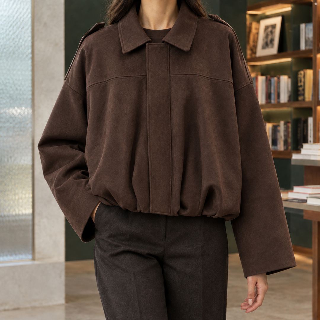 Dunkeld women's bomber jacket in Chocolate – front view