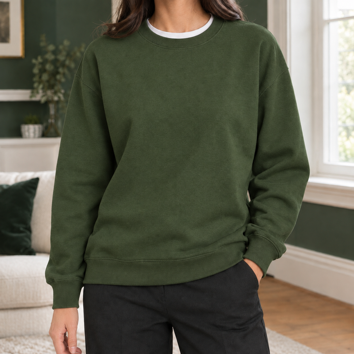 Women's crew neck sweatshirt Mildred in Green – product view