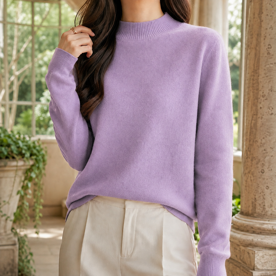Marisa - Women's mock neck jumper in Purple – front view