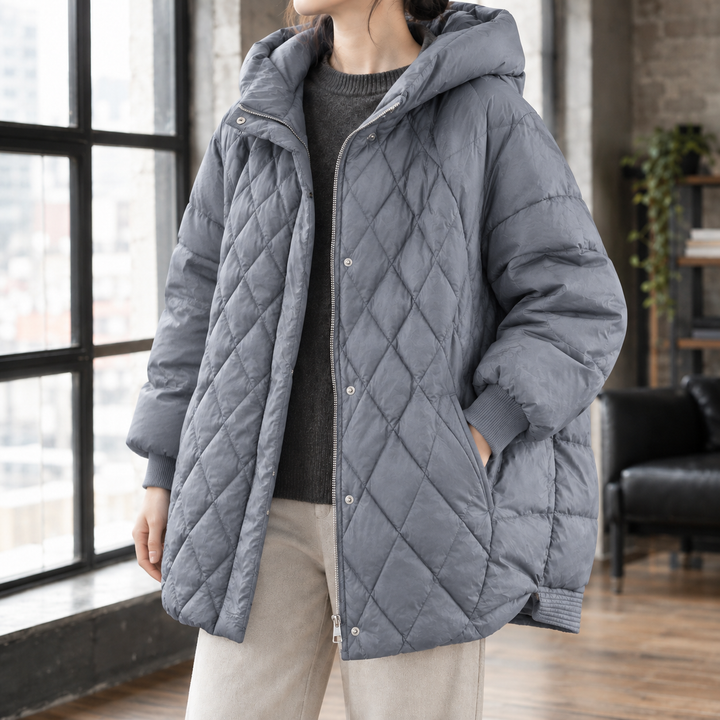 Masham women's puffer jacket in Slate Grey – front view