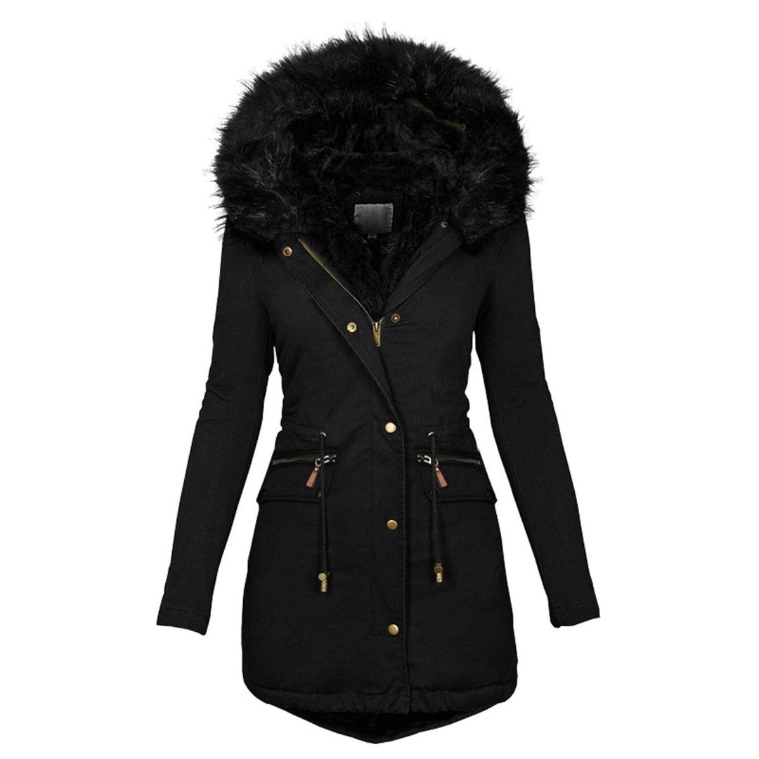 Elgin women's faux fur hood parka in Black – front view