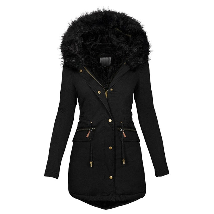Elgin women's faux fur hood parka in Black – front view