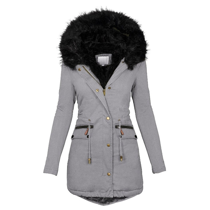 Elgin women's faux fur hood parka in Light Grey – front view