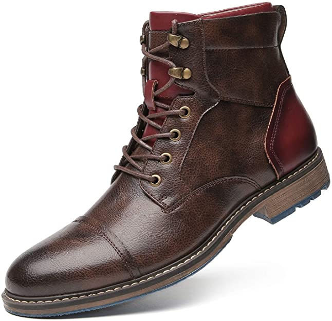 Men's toe-cap lace-up boots Georges in Brown – three-quarter view