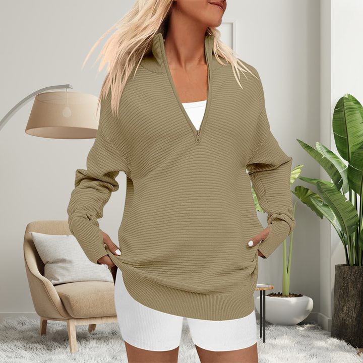 Women's half zip jumper Josie in Khaki – front view