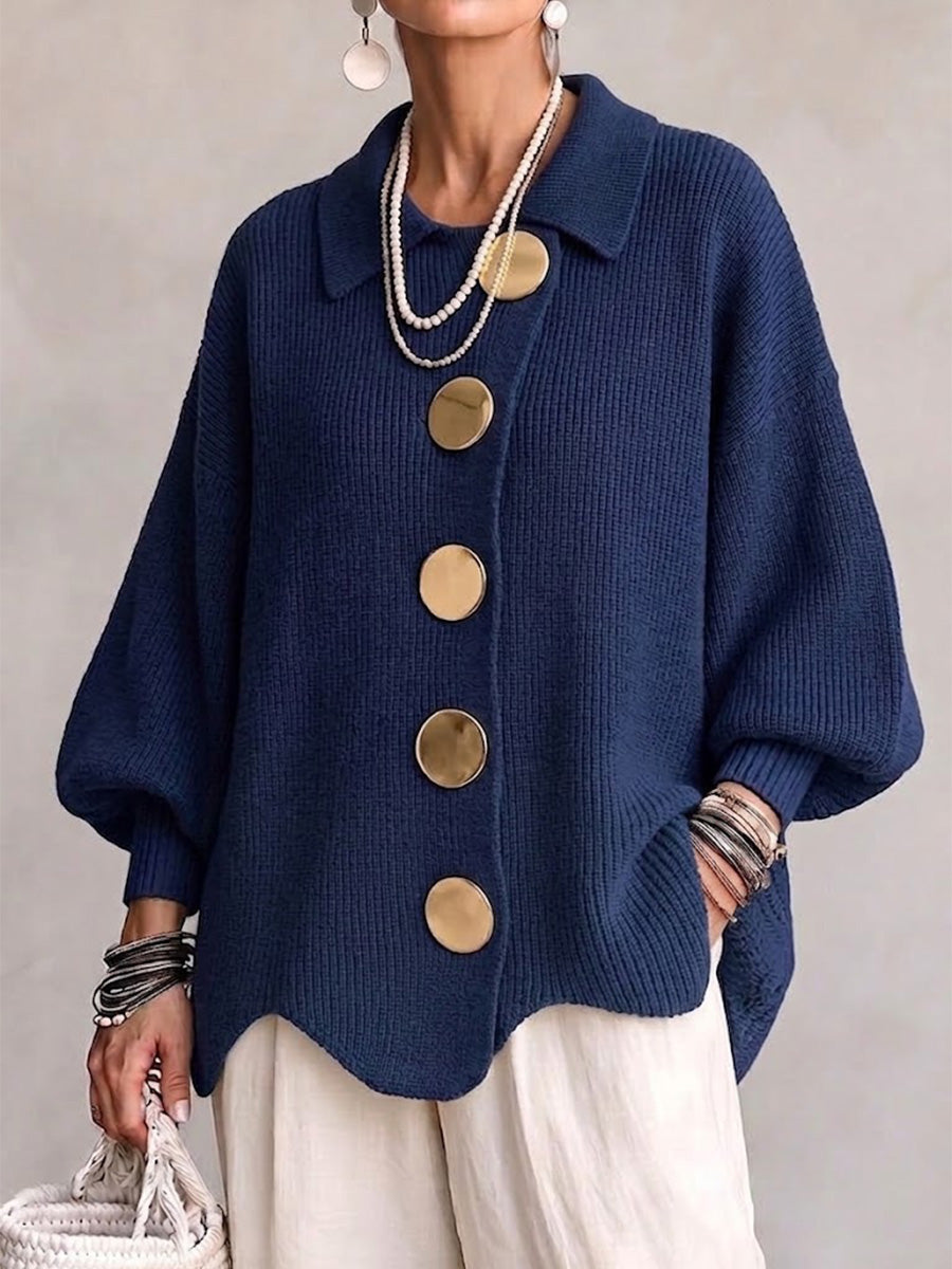 Women's Oversized Cardigan with Gold Buttons – Victoire