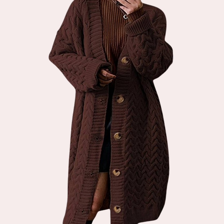 Women's Oversized Long Knit Cardigan Button-Front