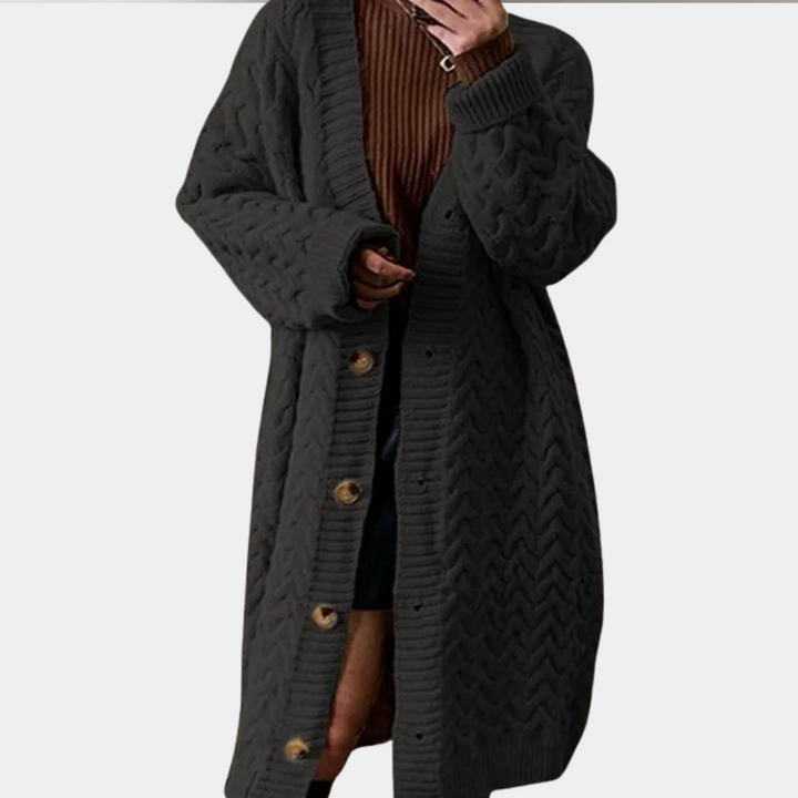Women's Oversized Long Knit Cardigan Button-Front