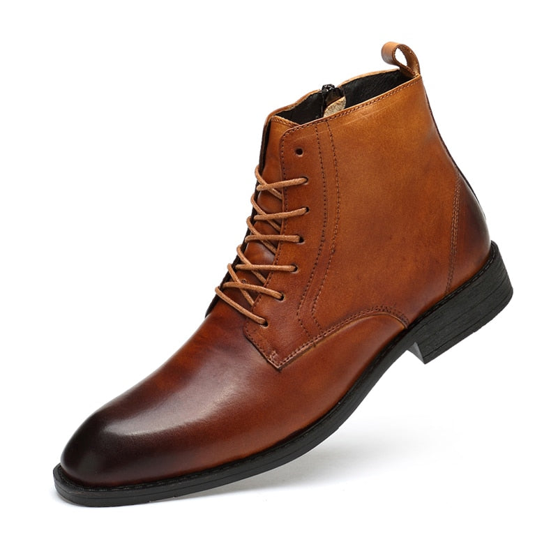 Men's lace-up dress boots Rutland in Light Brown – three-quarter view