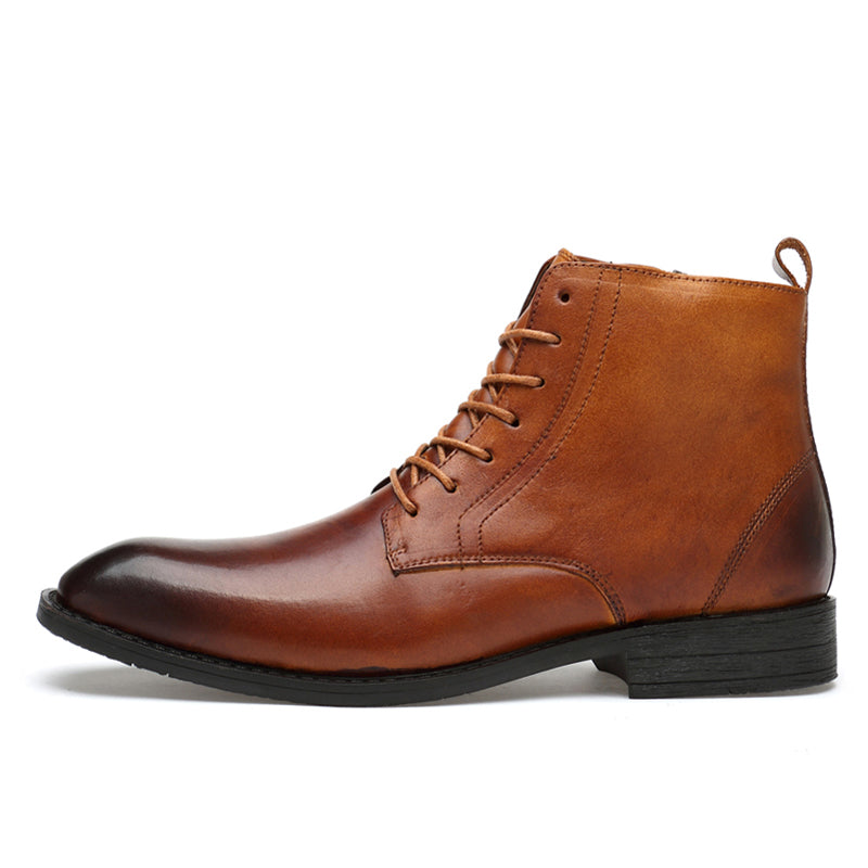 Men's lace-up dress boots Rutland in Light Brown – side profile